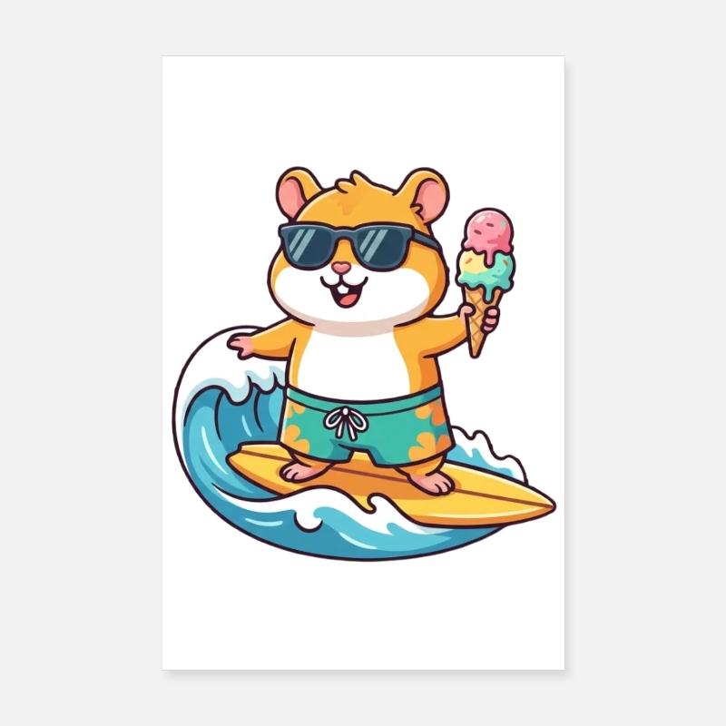 hamster surf Poster 20 x 30 cm