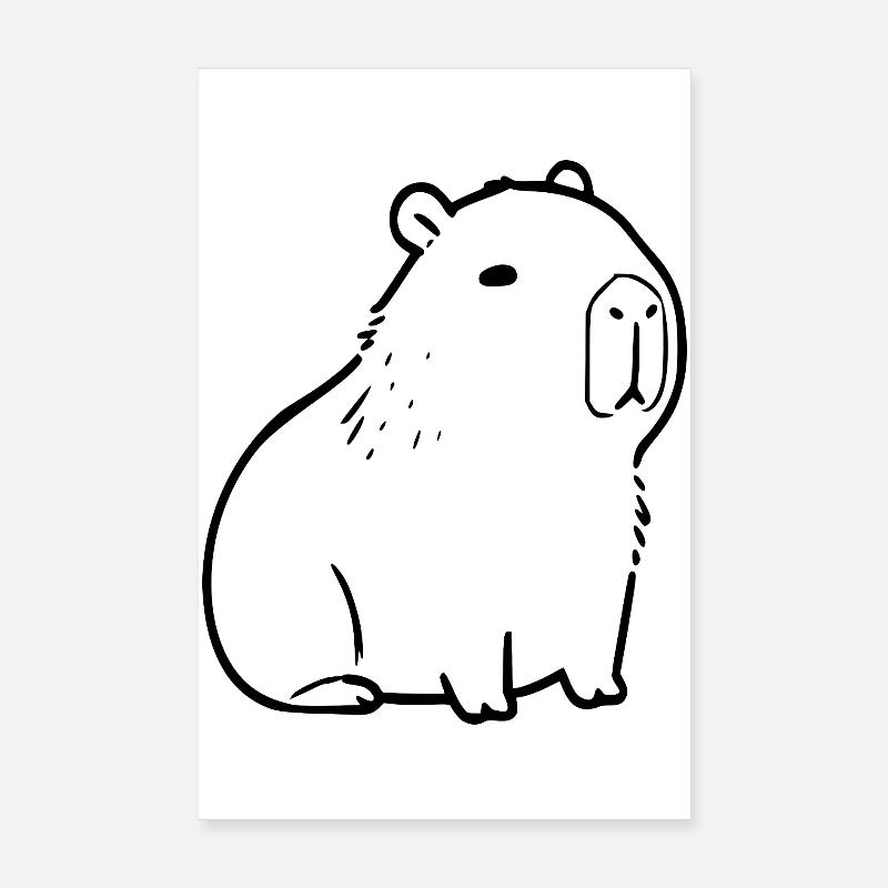 Capybara capybara noir Poster 20 x 30 cm