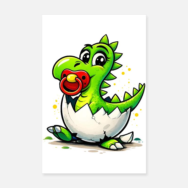 Bébé Dragon avec tétine Poster 20 x 30 cm