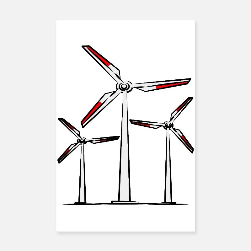 Changement climatique Éoliennes Énergie éolienne Protection de l’environnement Poster 20 x 30 cm