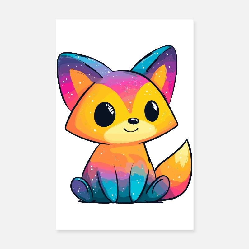 Regenbogenfuchs Cartoon Poster 20x30 cm