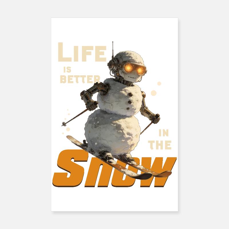 Aventure de Snowman Ski Poster 20 x 30 cm