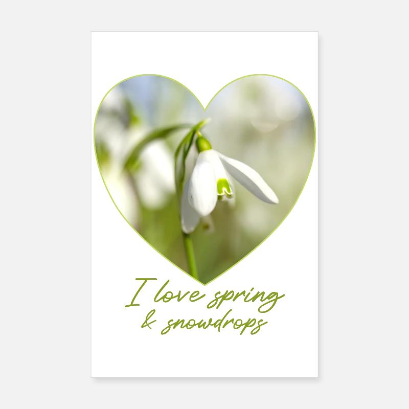 Herz mit Schneeglöckchen i love spring Poster 20x30 cm