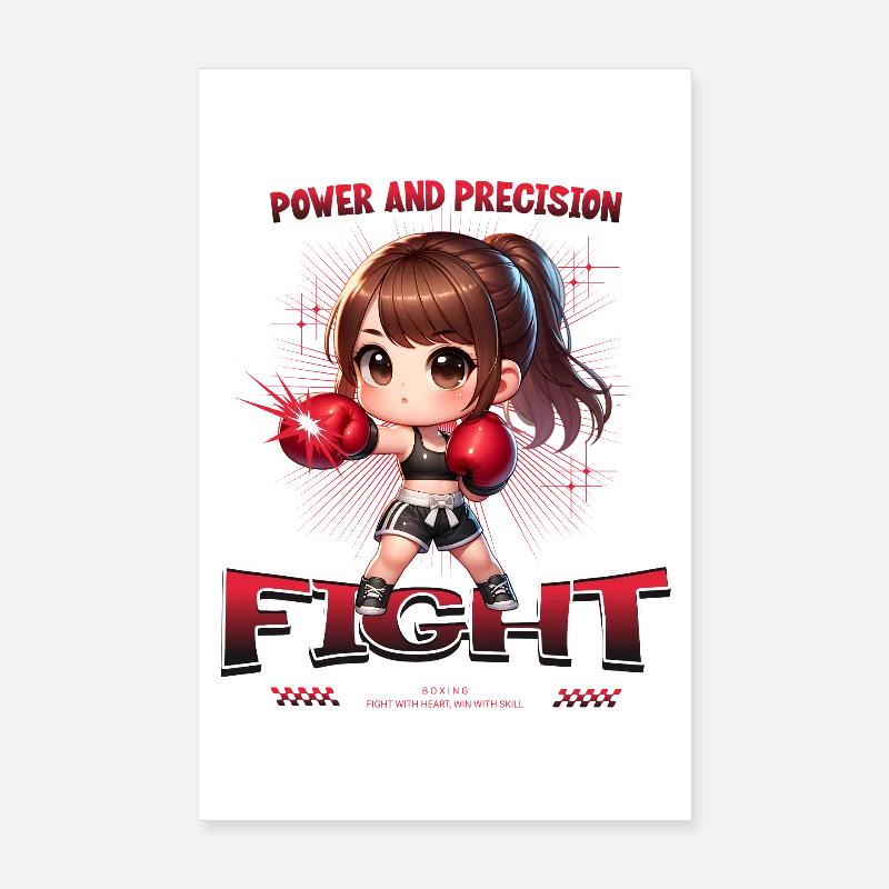 Powerful boxing chibi fighter Poster 8" x 12" (20x30 cm)