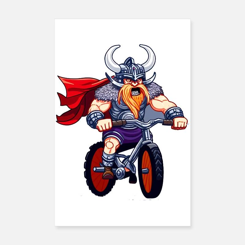 Viking on Motorcycle Poster 8" x 12" (20x30 cm)