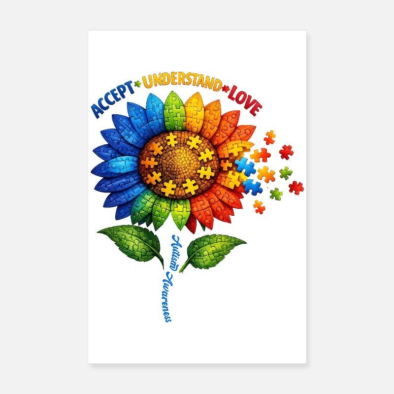 Autism Awareness Sunflower Poster 8" x 12" (20x30 cm)