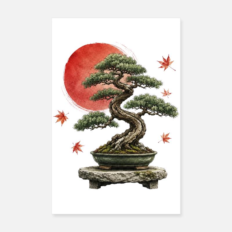 Bonsai Red Sun Poster 8" x 12" (20x30 cm)