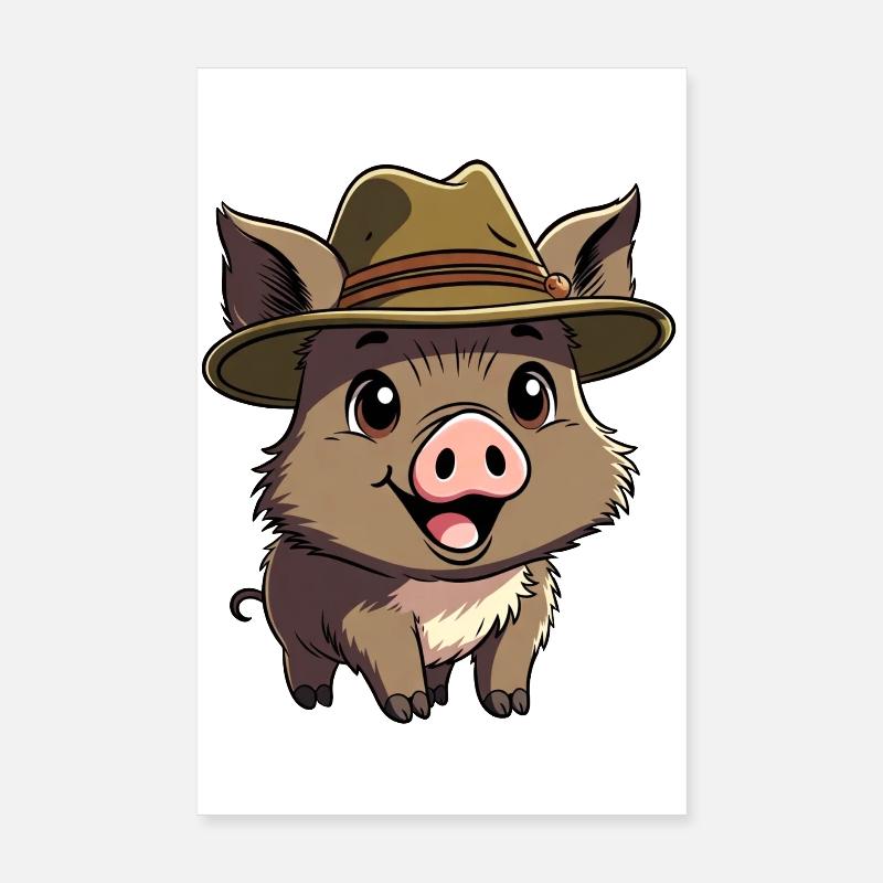 Wildschwein mit Hut Poster 20x30 cm