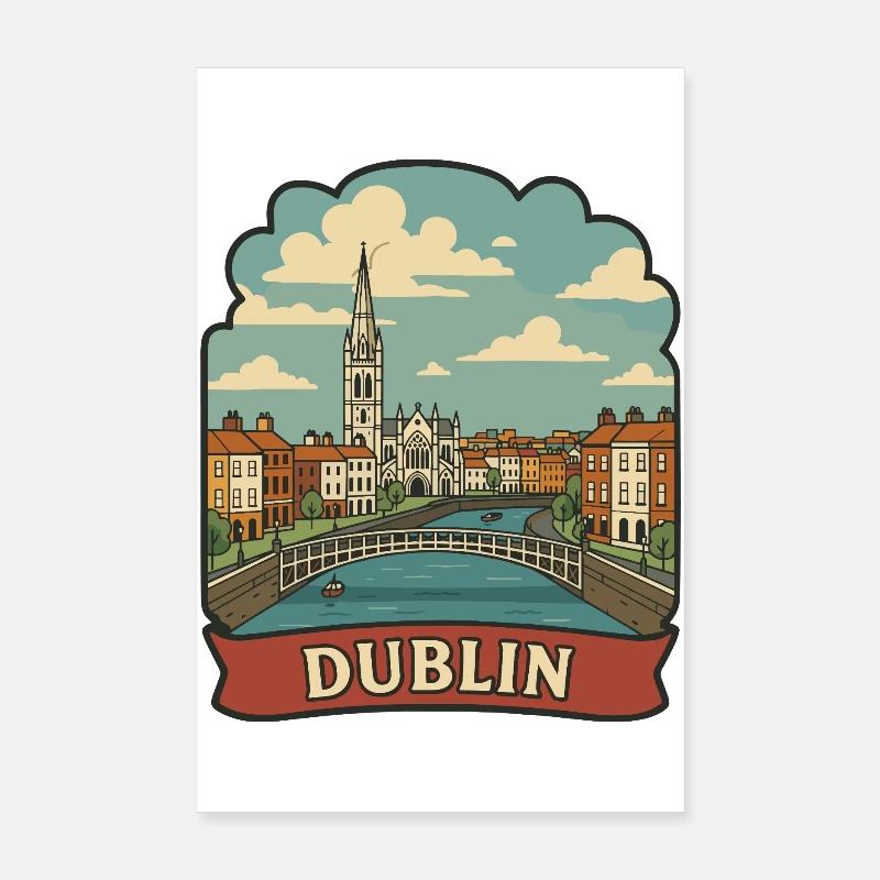 Dublin Hapenny Bridge Vintage-Reiseabzeichen Poster 20x30 cm