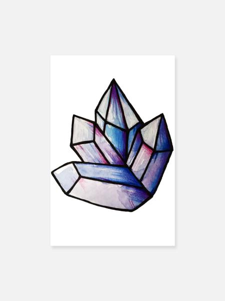 Prismatisches Kristallcluster - Poster 20x30 cm - Weiß - Vorne