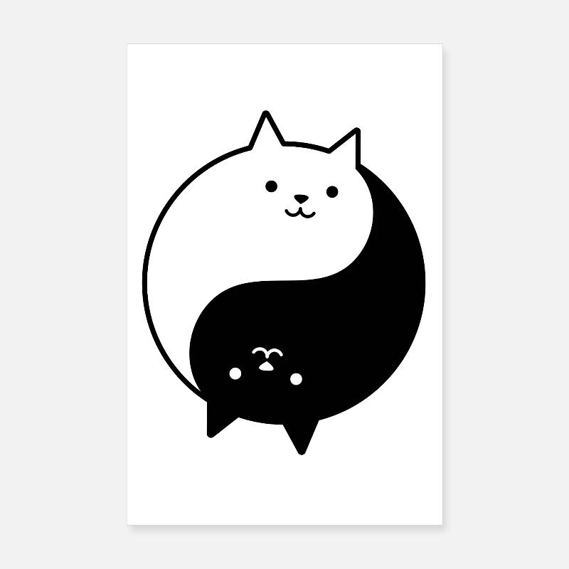 Chat Yin Yang Poster 20 x 30 cm