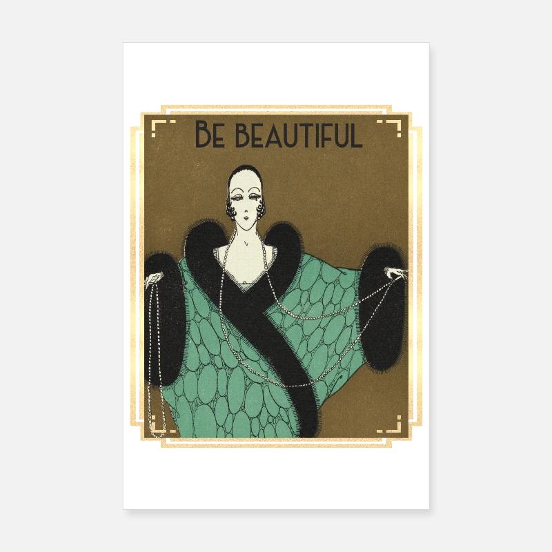 Be Buautiful, mode art déco avec des colliers de perles Poster 20 x 30 cm