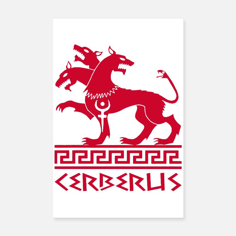 Roter Cerberus-Hund - Poster 20x30 cm - Weiß