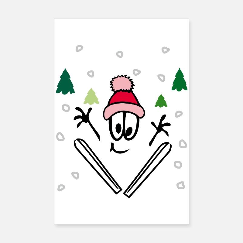 Wintersport, comic Poster 20x30 cm