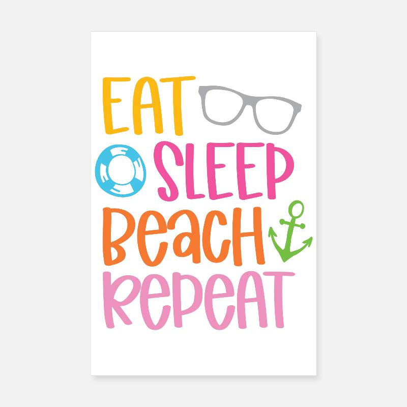 Eat Sleep Beach Repeat Poster 20x30 cm