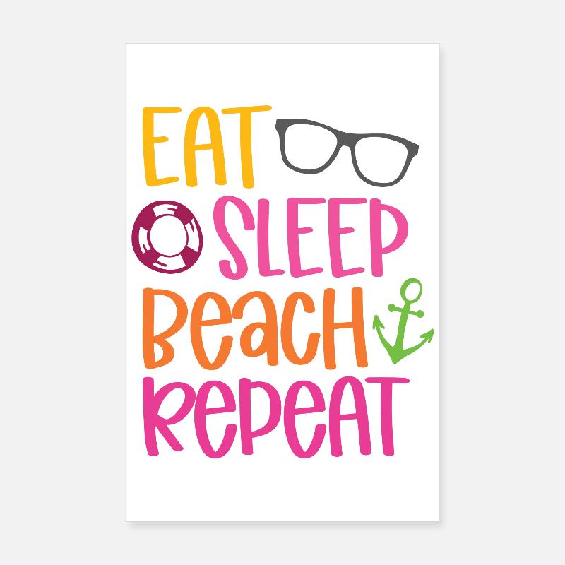 Eat Sleep Beach Repeat Poster 20x30 cm