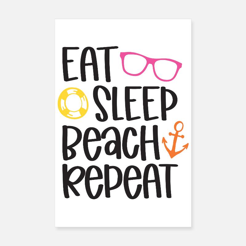 Manger dormir sur la plage répéter Poster 20 x 30 cm