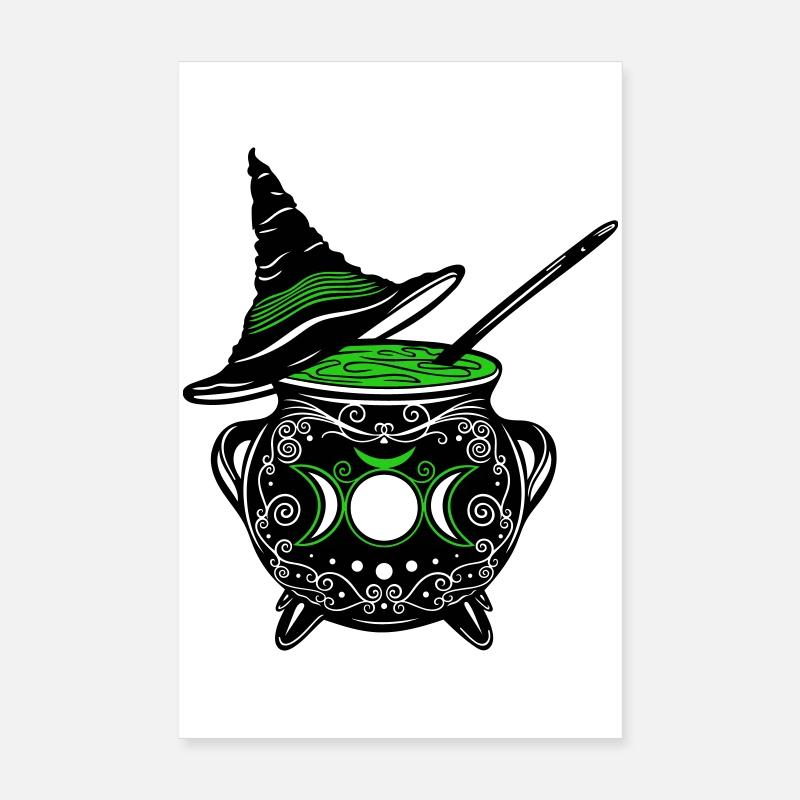 Witch's Cauldron Witch's Hat Witches Walpurgis Night Poster 8" x 12" (20x30 cm)