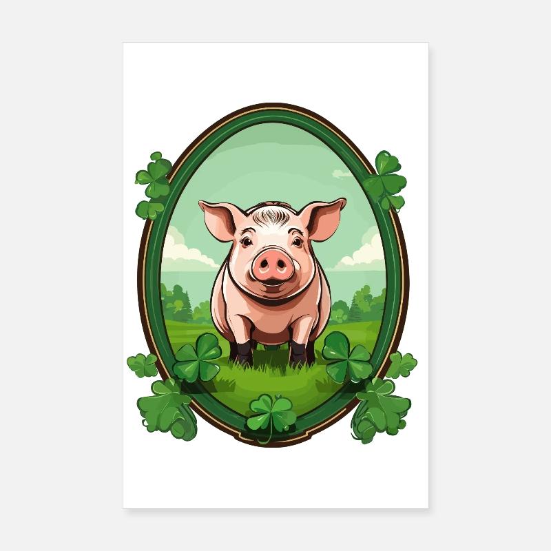 Cochon chanceux Poster 20 x 30 cm