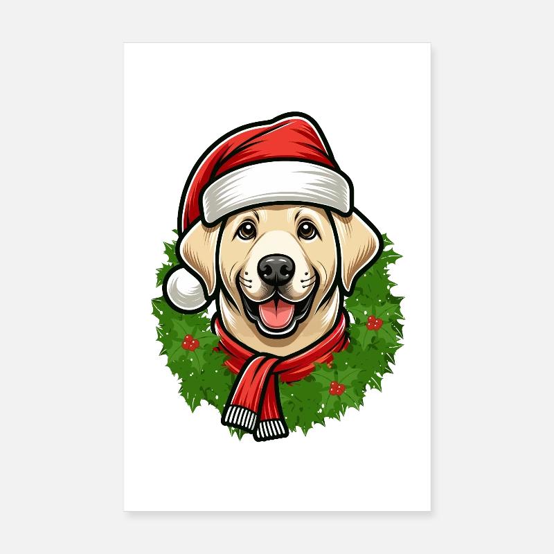 Weihnachts Labrador Hunde-Freunde Poster 20x30 cm