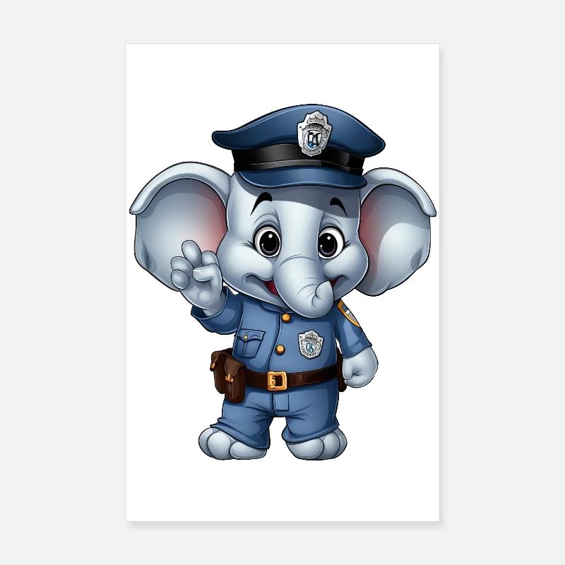 Polizei Elefäntchen Poster 20x30 cm