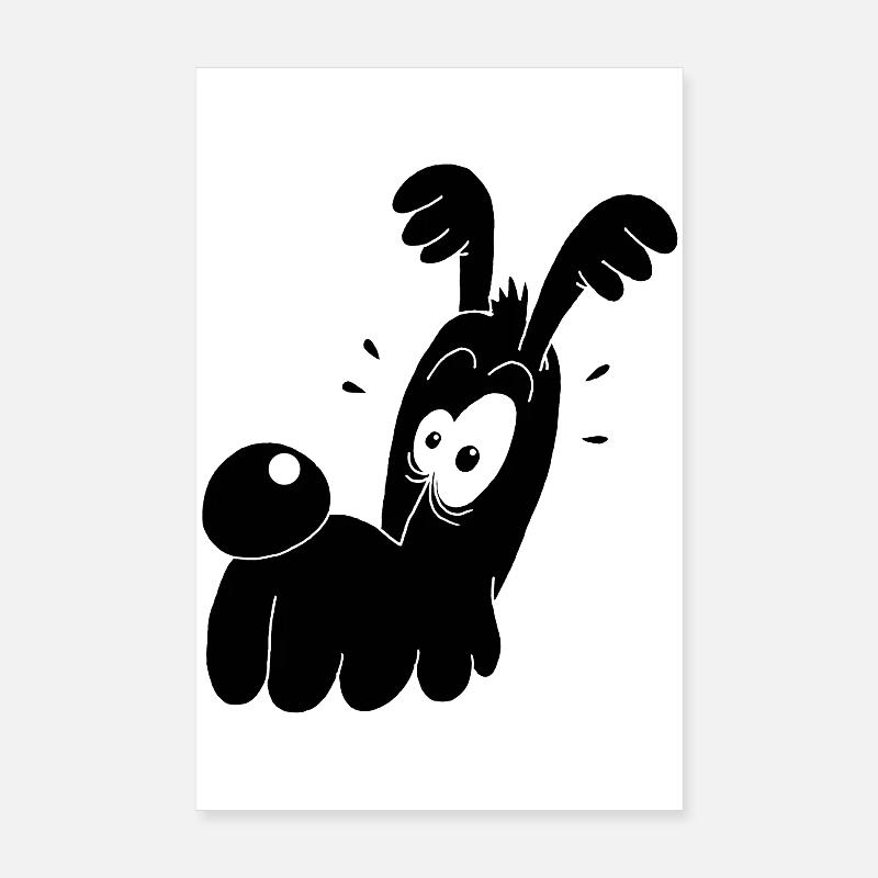 Chien noir rigolo Poster 20 x 30 cm