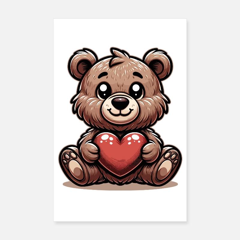 Valentinstag Kuschelbär: Niedlicher Brauner Teddy Poster 20x30 cm