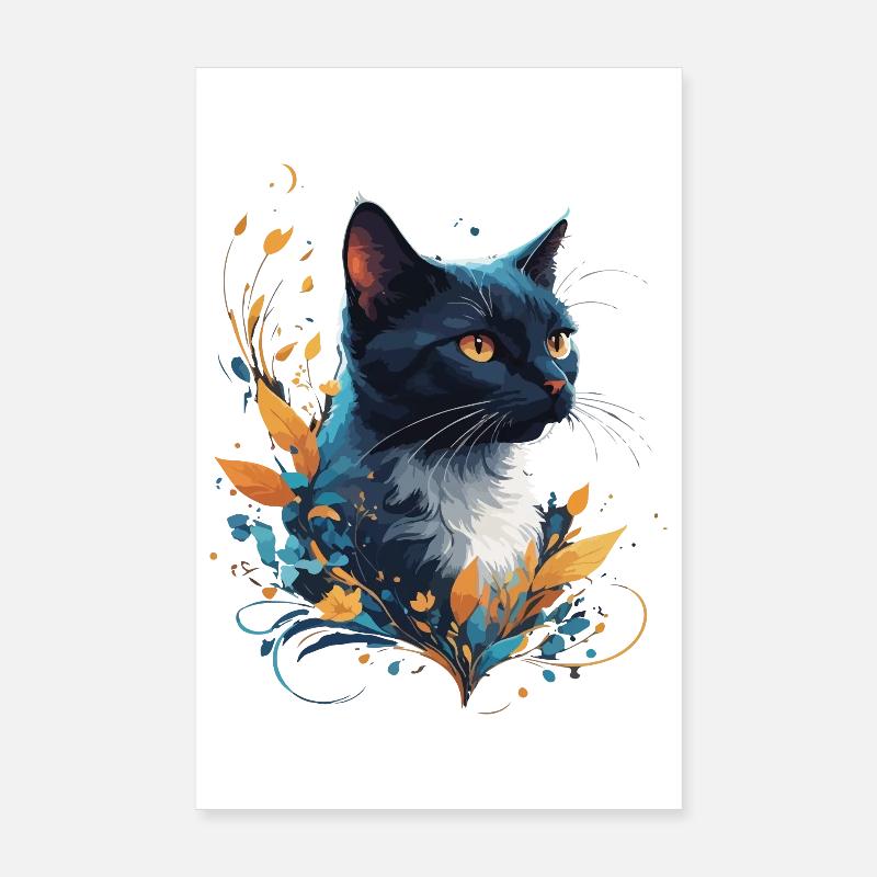 Chat coloré Poster 20 x 30 cm