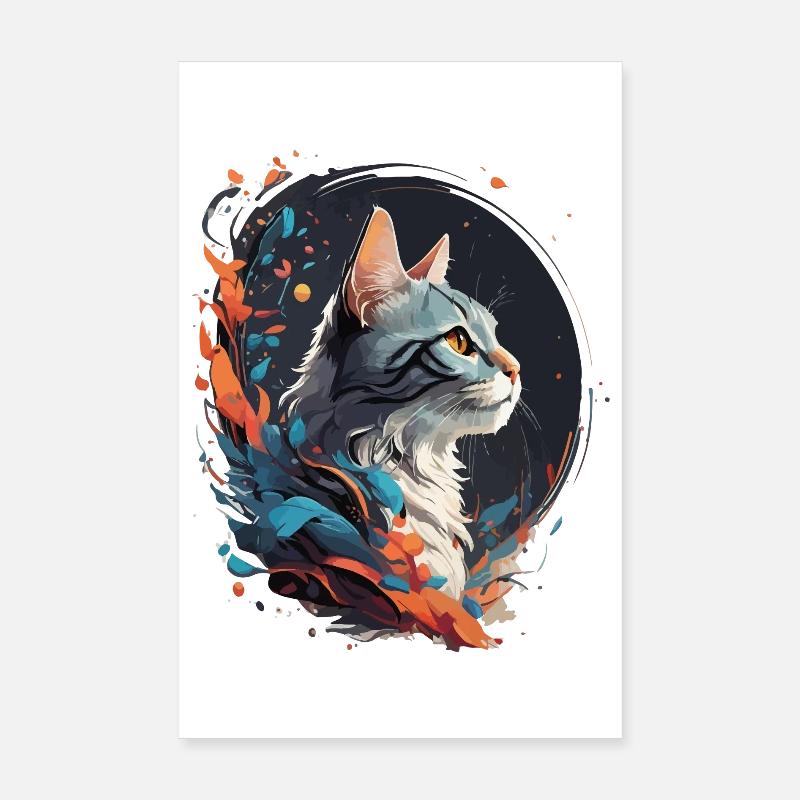 Chat coloré Poster 20 x 30 cm