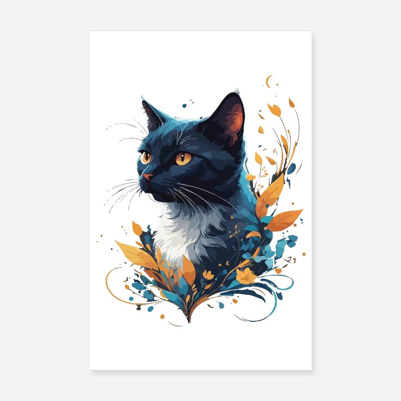 Bunte Katze - Poster 20x30 cm - Weiß