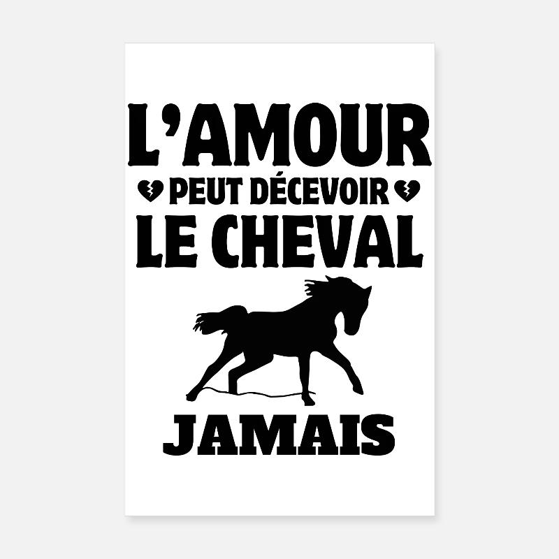 cheval, fan de cheval, cavalier - Poster 20 x 30 cm - blanc