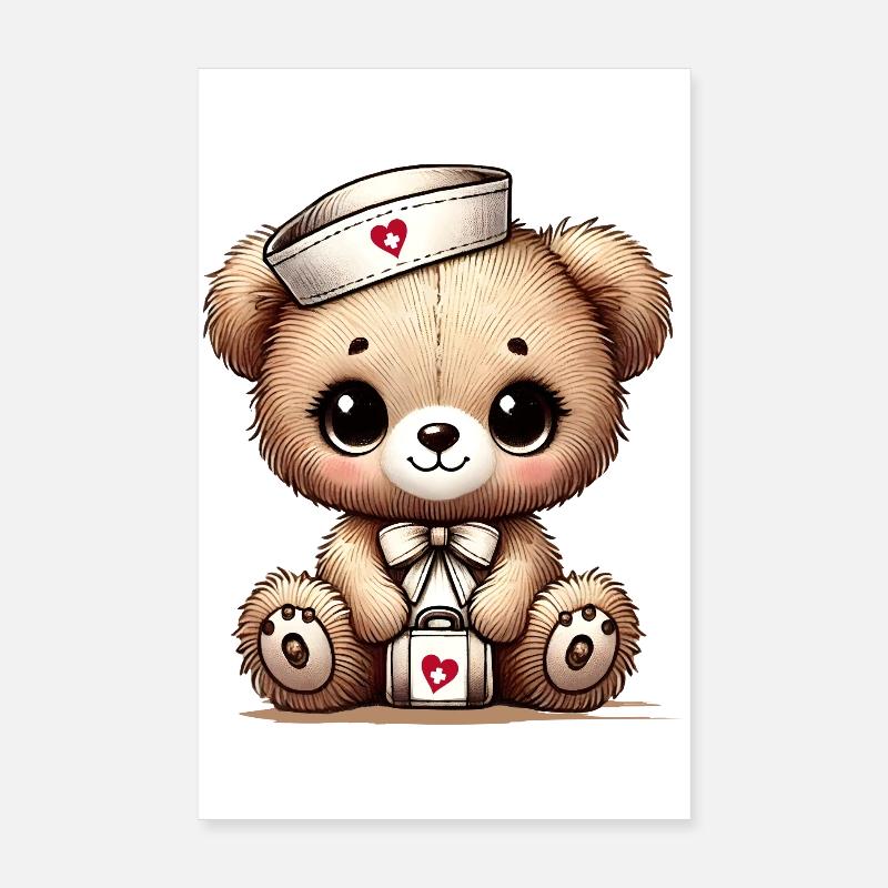 Bezaubernder Teddybär als Krankenschwester Poster 20x30 cm