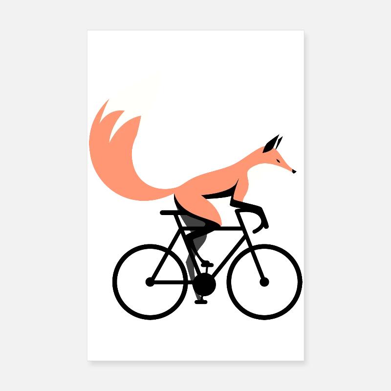 Bicycle Fox Poster 8" x 12" (20x30 cm)