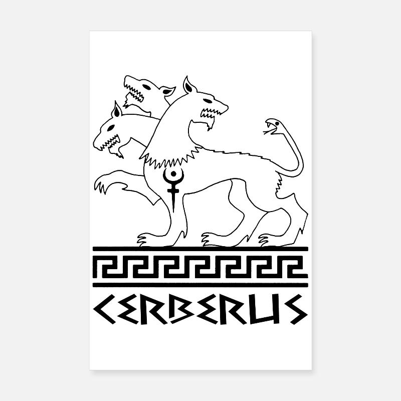 Black Cerberus Wolf Dog Poster 8" x 12" (20x30 cm)