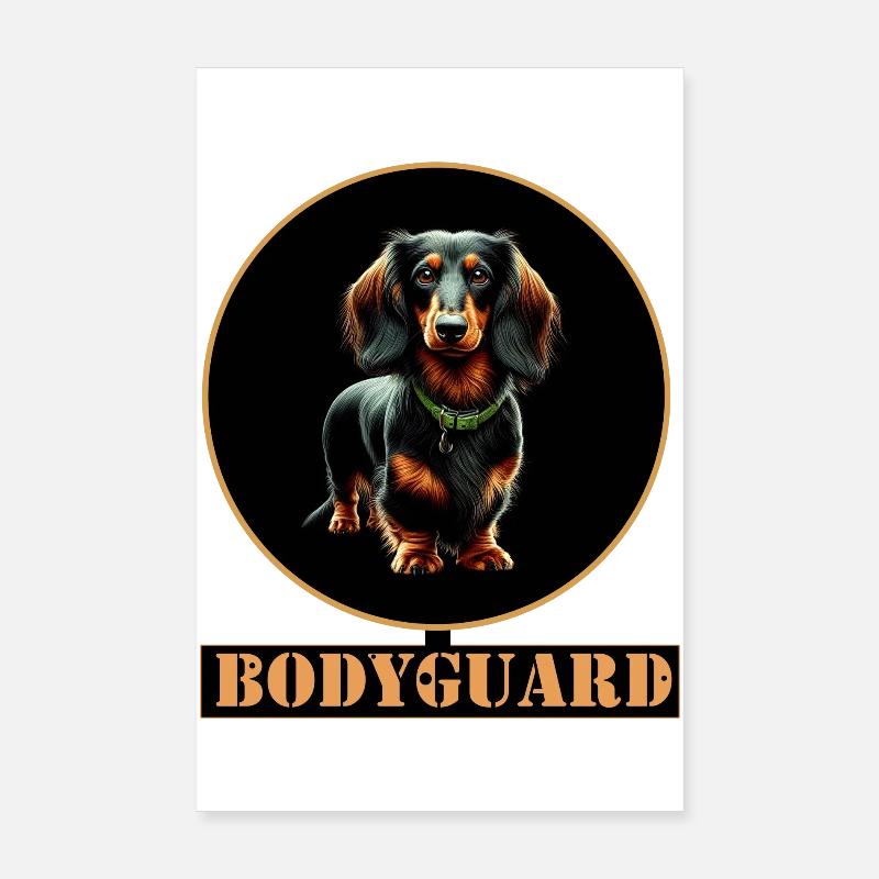Garde du corps Teckel à poil long - Poster 20 x 30 cm - blanc