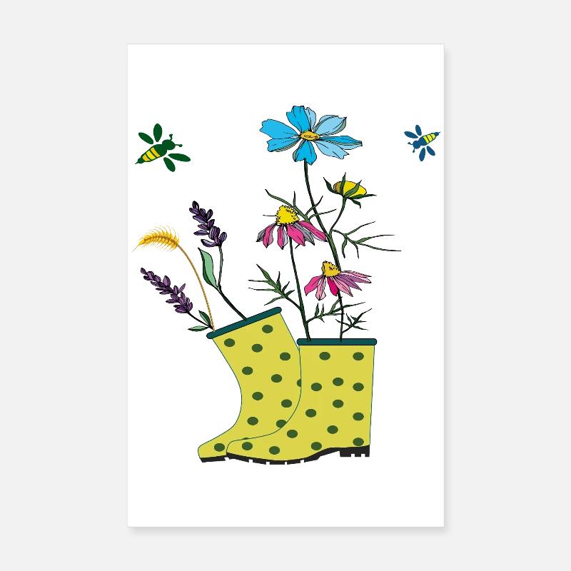 Garten Stiefel mit Blumen und Kräuter Poster 20x30 cm