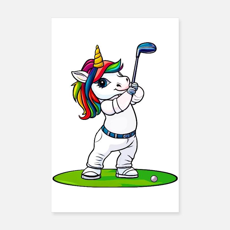 Unicorn Golfer Poster 8" x 12" (20x30 cm)