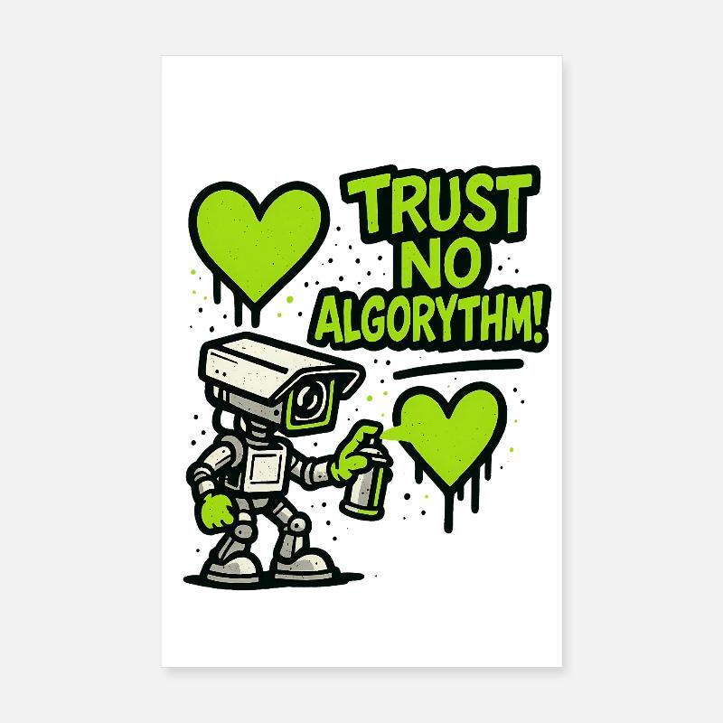 Robot mit Herz und Anti-Algorithmus Botschaft Poster 20x30 cm
