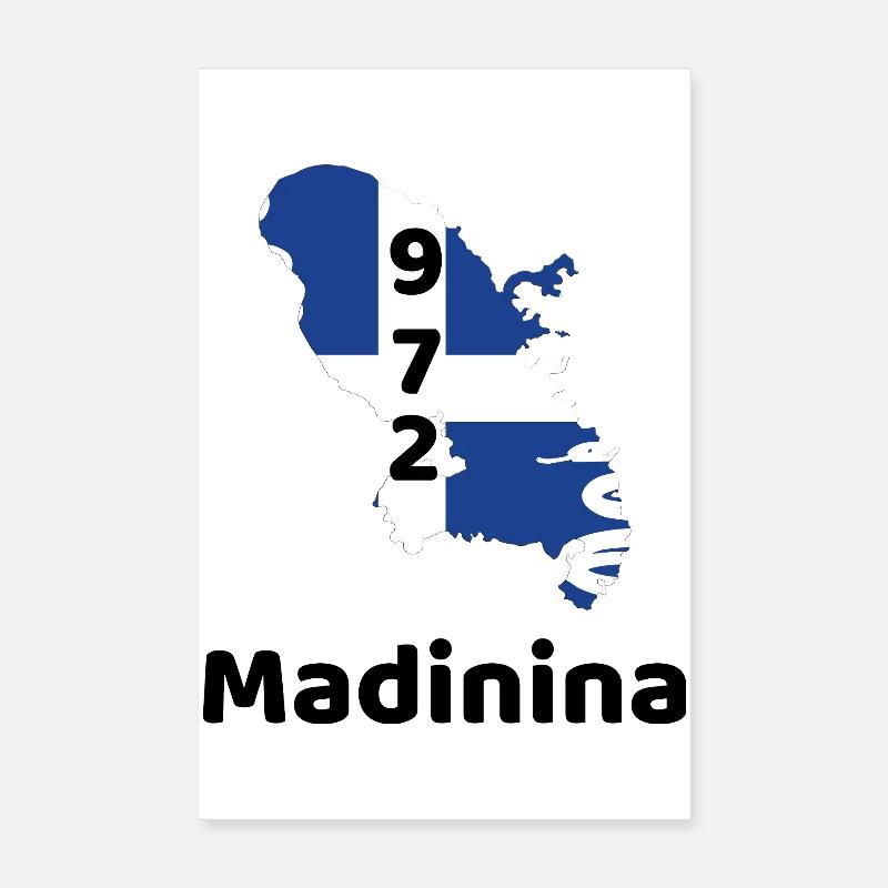 Ile de Madinina 972 avec drapeau - Sticker Poster 20 x 30 cm