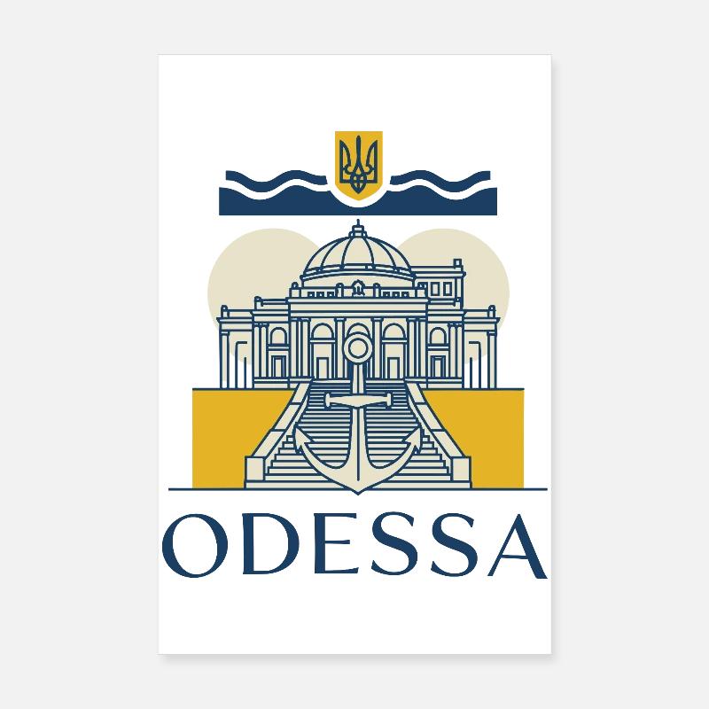 Odessa Maritime Cityscape Illustration Poster 8" x 12" (20x30 cm)