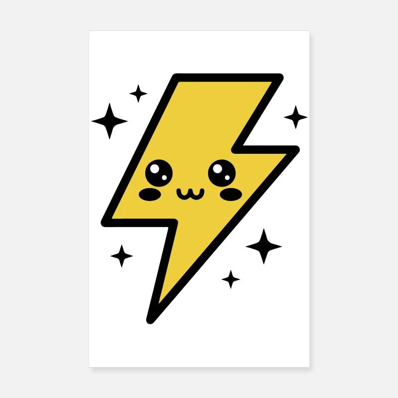 Kawaii lightning bolt with expressive face Poster 8" x 12" (20x30 cm)