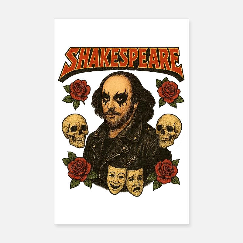 Shakespeare Rock Star - Poster 20x30 cm - Weiß