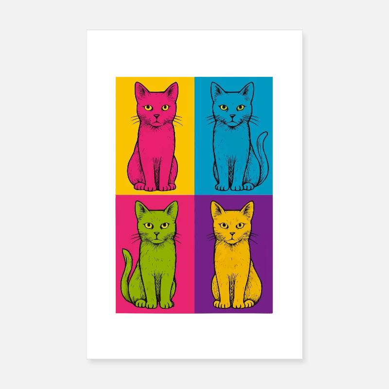 Pop Art Katzen Quartett Poster 20x30 cm