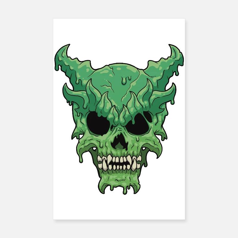 Dripping Green Demon Skull Poster 8" x 12" (20x30 cm)