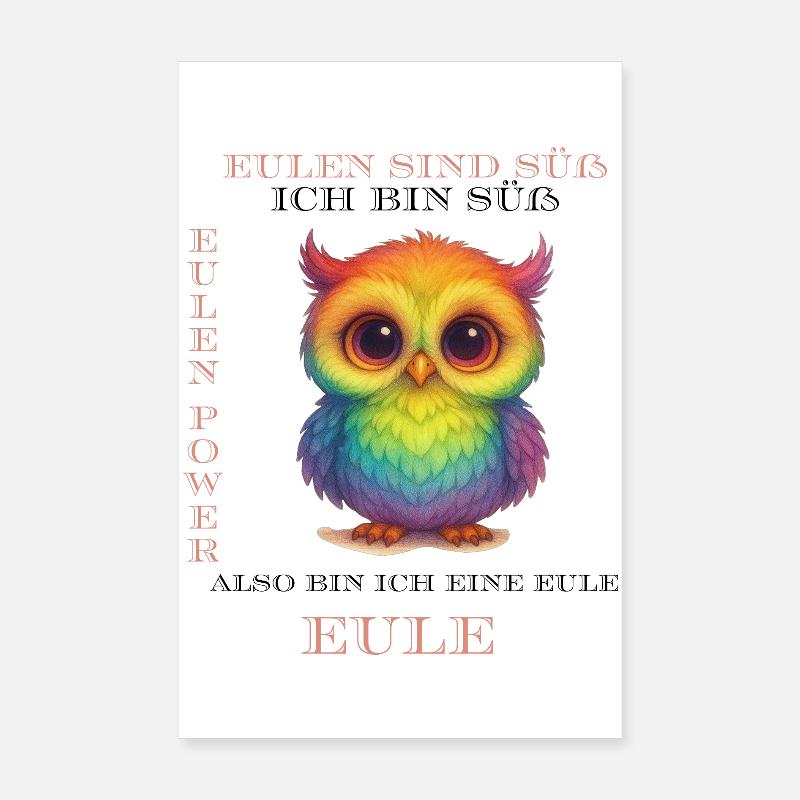 Regenbogen Eulen Power Poster 20x30 cm