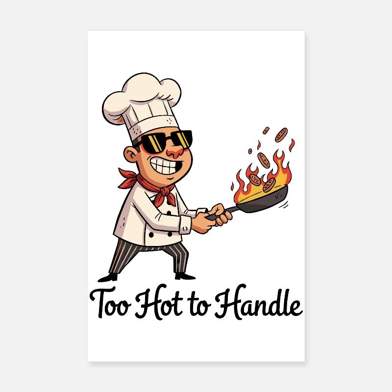 Cooking hero with fire pan Poster 8" x 12" (20x30 cm)