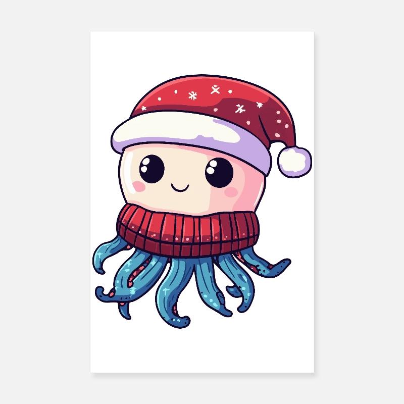 Méduse Noël Poster 20 x 30 cm