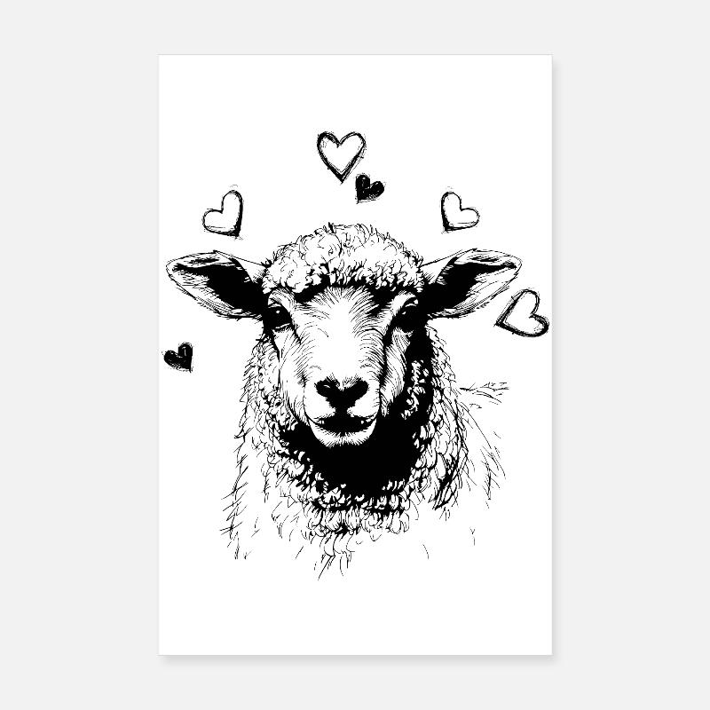 Schaf mit Herzchen Poster 20x30 cm
