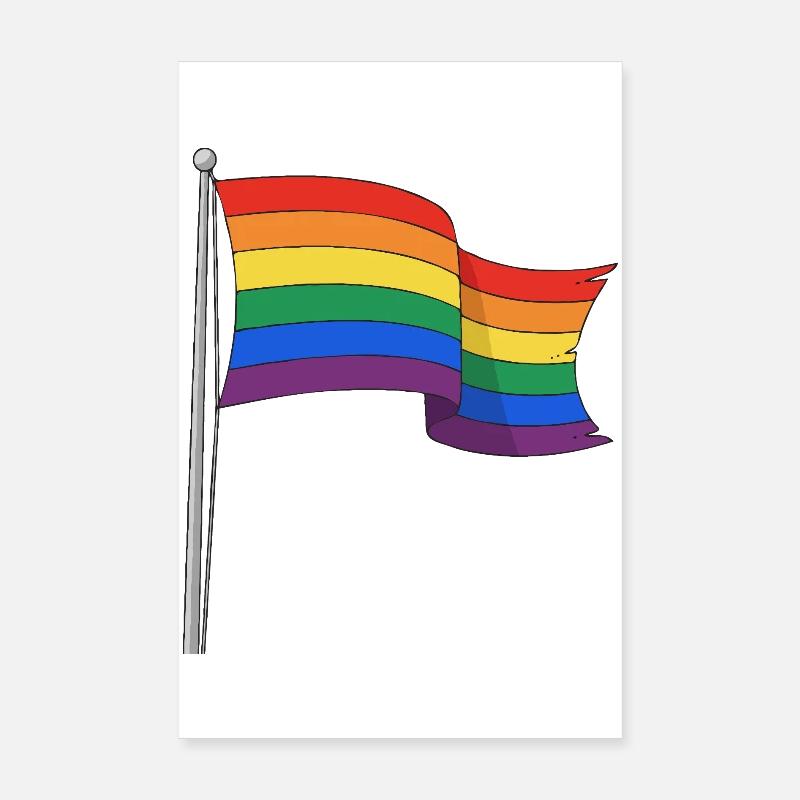 Drapeau arc-en-ciel, pistes courbes Poster 20 x 30 cm