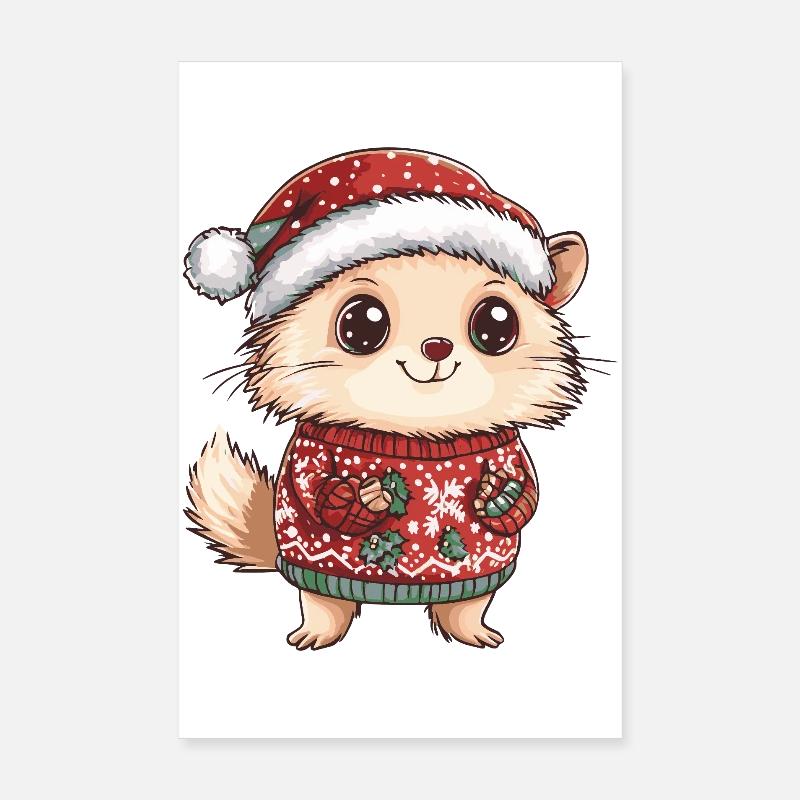 Igel Weihnachten Xmas - Poster 20x30 cm - Weiß